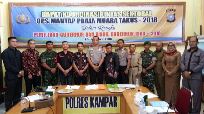 Polres Kampar adakan Rakor Lintas Sektoral Ops Mantap Praja Muara Takus 2018
