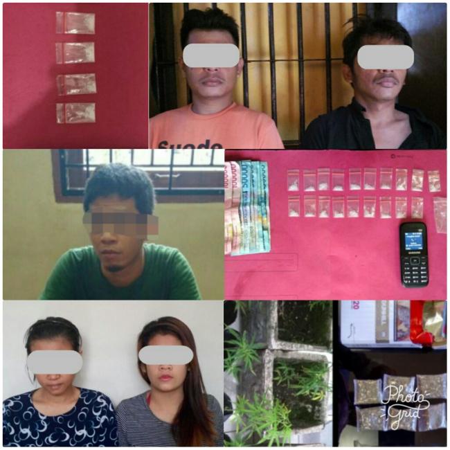 Polres Kampar Kembali Gebrak Pelaku Narkoba, 5 Tersangka Diciduk di 3 Lokasi Dalam Sehari