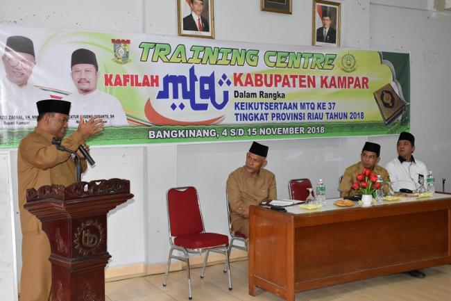 56 orang Ikuti Training Center MTQ Provinsi Riau ke 37 Tahun 2018.
