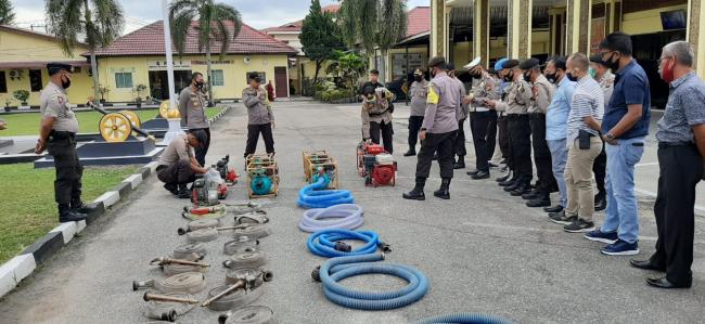 Antisipasi Karhutla, Polres Kampar Gelar Sejumlah Peralatan dan Kesiapsiagaan Personel