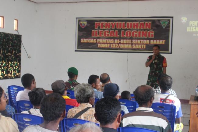 Gelar Penyuluhan Ilegal Loging di Perbatasan, Wujud Kepedulian TNI Terhadap Kelestarian Alam
