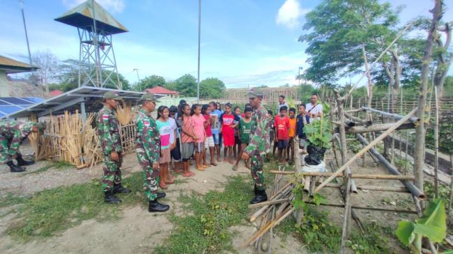 Satgas Pamtas RI-RDTL Yonif 132/BS, Berikan Wisata Edukasi Pertanian dan Peternakan di Perbatasan