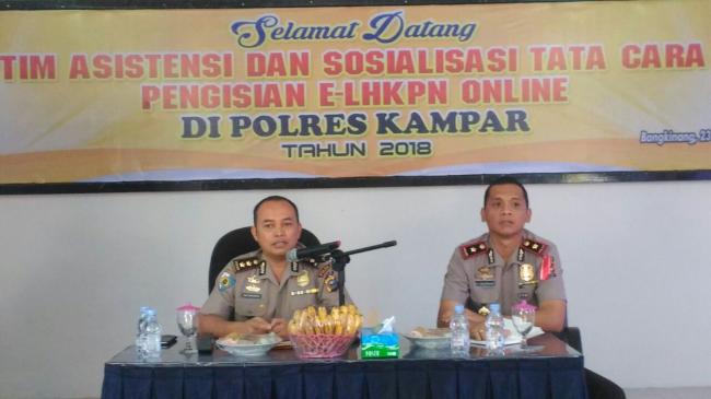 Tim Itwasda Polda Riau adakan Sosialisasi LHKPN Online di Polres Kampar