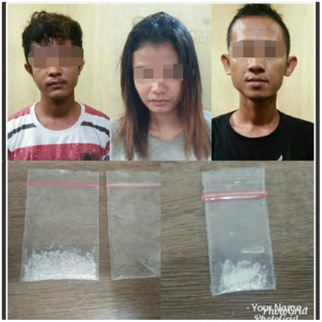 Edarkan Shabu, Seorang Gadis dan 2 Pria Ditangkap Polsek Siak Hulu 