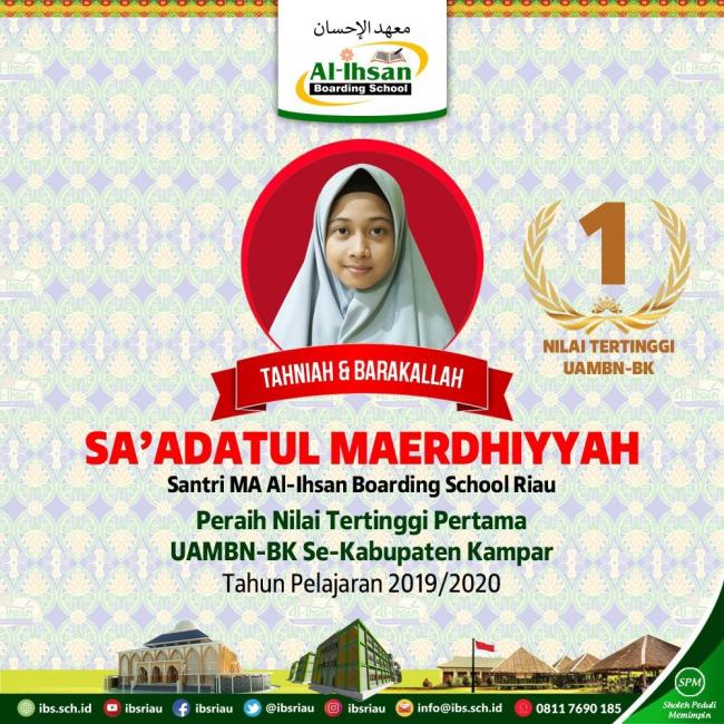 MA Al-Ihsan Boarding School Raih Nilai Tertinggi UAMBN-BK se-Kabupaten Kampar