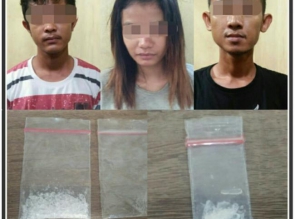 Edarkan Shabu, Seorang Gadis dan 2 Pria Ditangkap Polsek Siak Hulu 