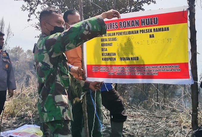 Karhutla di Kabupaten Rokan Hulu Tercatat 80 Hektar, Petugas Gabungan Segel Lokasi