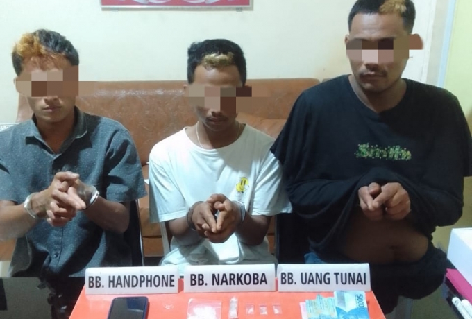 Tiga Pelaku Beserta Barang Bukti Narkoba di Kampar Kiri Berhasil di Tangkap Satnarkoba Polres Kampar