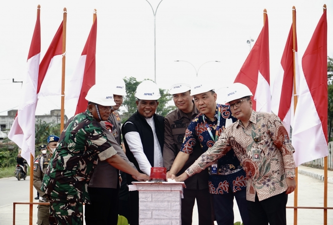 Gelontorkan Rp 3 Miliar, PT RAPP Bangun Pelebaran Jalan Lingkar dan Pos Lantas di Pelalawan