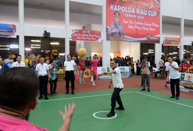 Brigjen Rahmadi Buka Secara Resmi Turnamen Sepak Takraw Kapolda Riau Cup 2023 