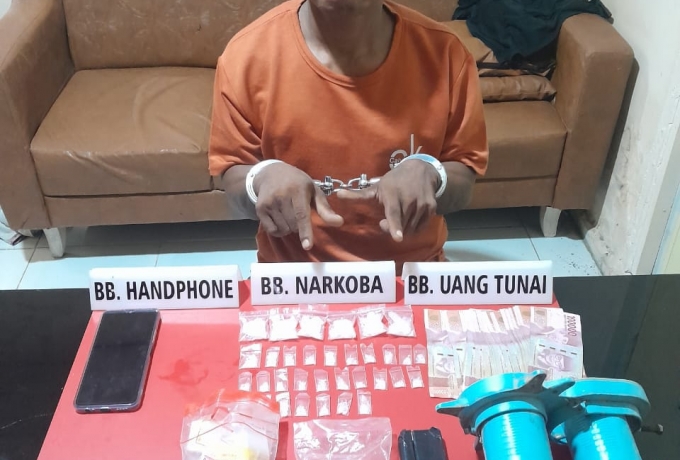 Satnarkoba Polres Kampar, Tangkap Seorang Pengedar Narkoba Beserta 33 Paket Sabu Sabu