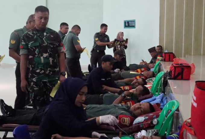 Peringati Hari Juang TNI AD Ke 78,Kodim 0313/Kpr Gelar Donor Darah Masal
