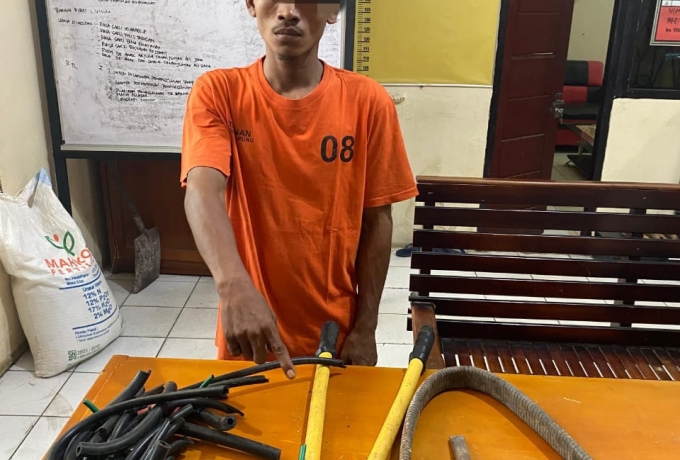 10 Bulan DPO, Pelaku Pencurian Kabel Milik PT PHR di Ringkus Polsek Tapung