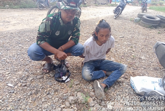 Babinsa Koramil 12/XIII Koto Kampar Berhasil Tangkap Pengedar Narkoba di Desa Koto Tuo