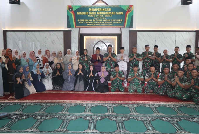 Kodim 0313/KPR Jadikan Peringatan Maulid Nabi Muhammad Momentum Pembentukan Karakter TNI Prima  