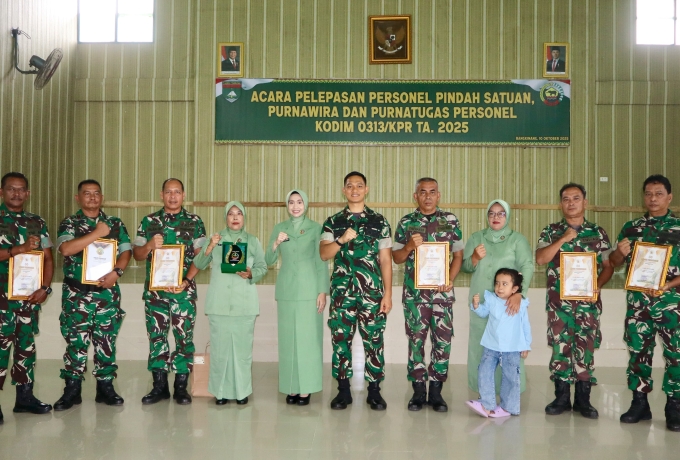 Kodim 0313/KPR Gelar Acara Pelepasan Personel Pindah Satuan, Purnawira, dan Purna Tugas