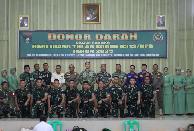 Kodim 0313/KPR Gelar Aksi Donor Darah Sambut Hari Juang TNI AD 