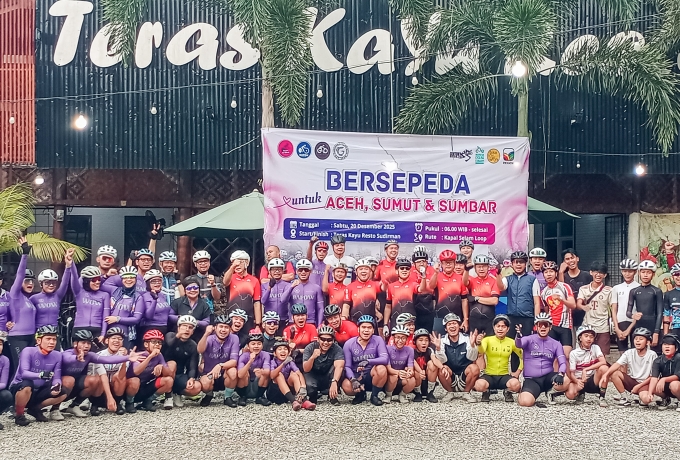 Komunitas Sepeda Gelar Gowes Solidaritas untuk Aceh, Sumut, dan Sumbar di Pekanbaru