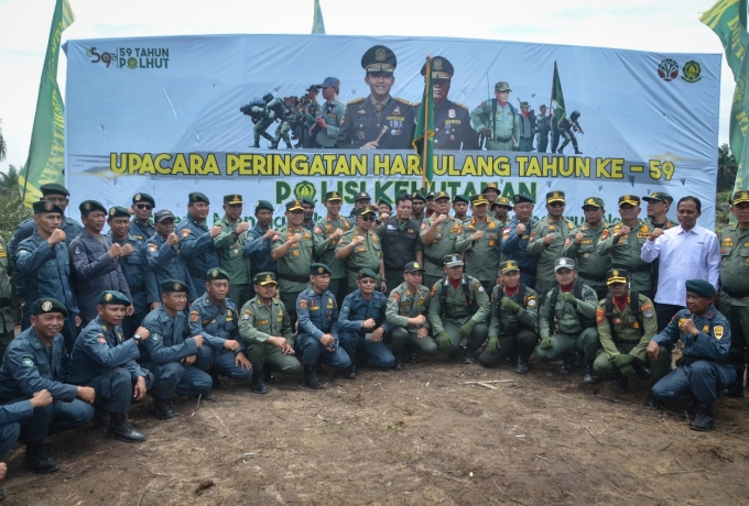 Peringati HUT ke-59, Polhut Gelar Upacara di Kawasan Pemulihan TNTN
