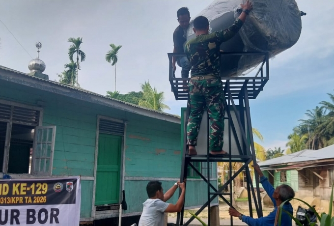 Pembangunan Sumur Bor TMMD ke-129 Kodim 0313/KPR di Musholla Rampung 100 Persen