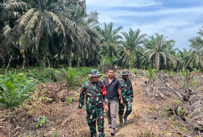Babinsa Bersama Masyarakat Perkuat Patroli Cegah Karhutla Kembali Terjadi di Rohul