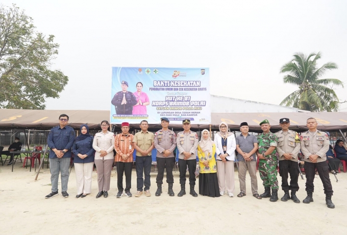 HUT Ke-81 Korps Brimob Polri, Brimob Riau Hadir Bersama Masyarakat melalui Bakti Kesehatan Gratis
