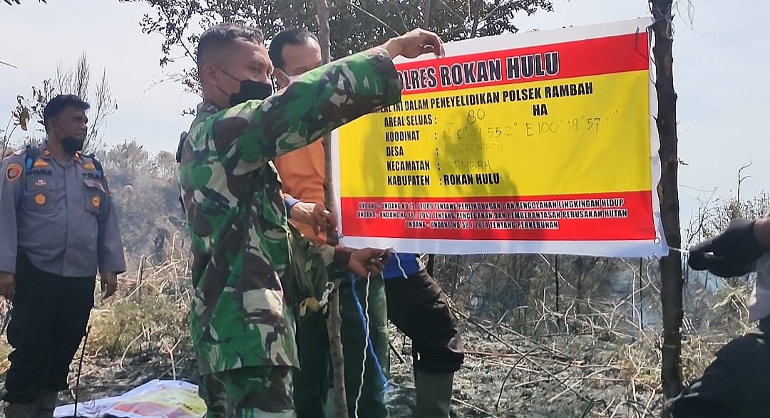 Karhutla di Kabupaten Rokan Hulu Tercatat 80 Hektar, Petugas Gabungan Segel Lokasi