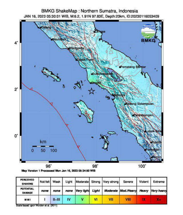 Aceh Singkil Diguncang Gempa M6,2