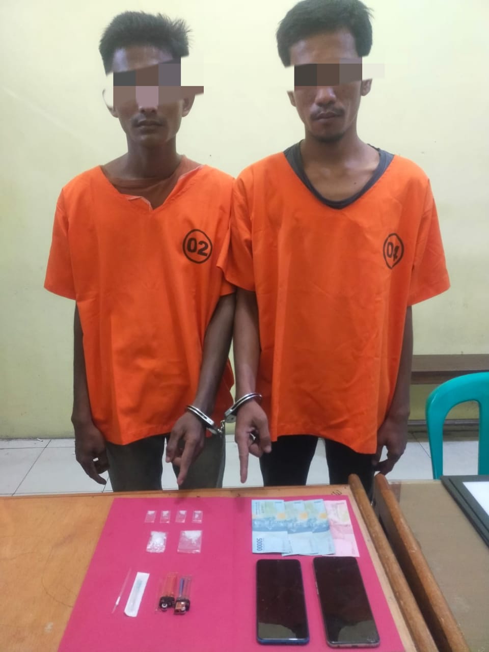 Lagi Transaksi Dua Pelaku Narkoba di Desa Simaliyang di Ringkus Polsek Kampar Kiri Hilir