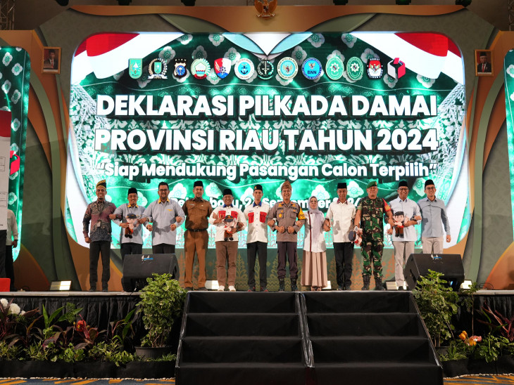 Pj Bupati Kampar Hadiri Deklarasi Pilkada Damai Provinsi Riau Tahun 2024