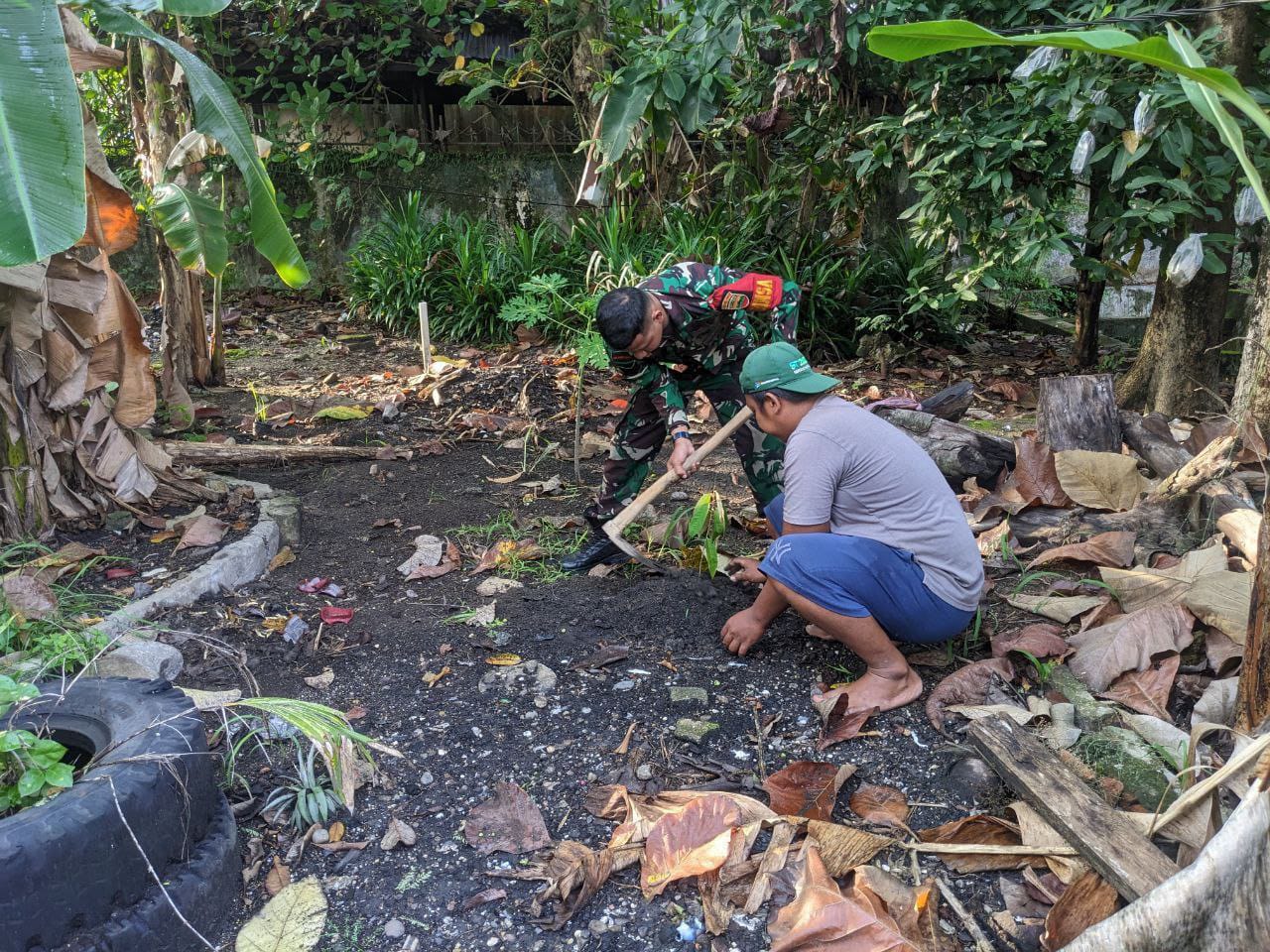 Sebagai Keseimbangan Alam, Babinsa Koramil 16/Tapung Bersama Warga Tanam Pohon Penghijauan