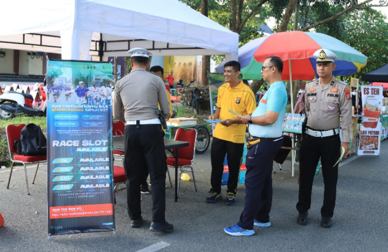 Sukseskan Riau Bhayangkara Run 2025, Polres Inhil Sosialisasi di Car Free Day