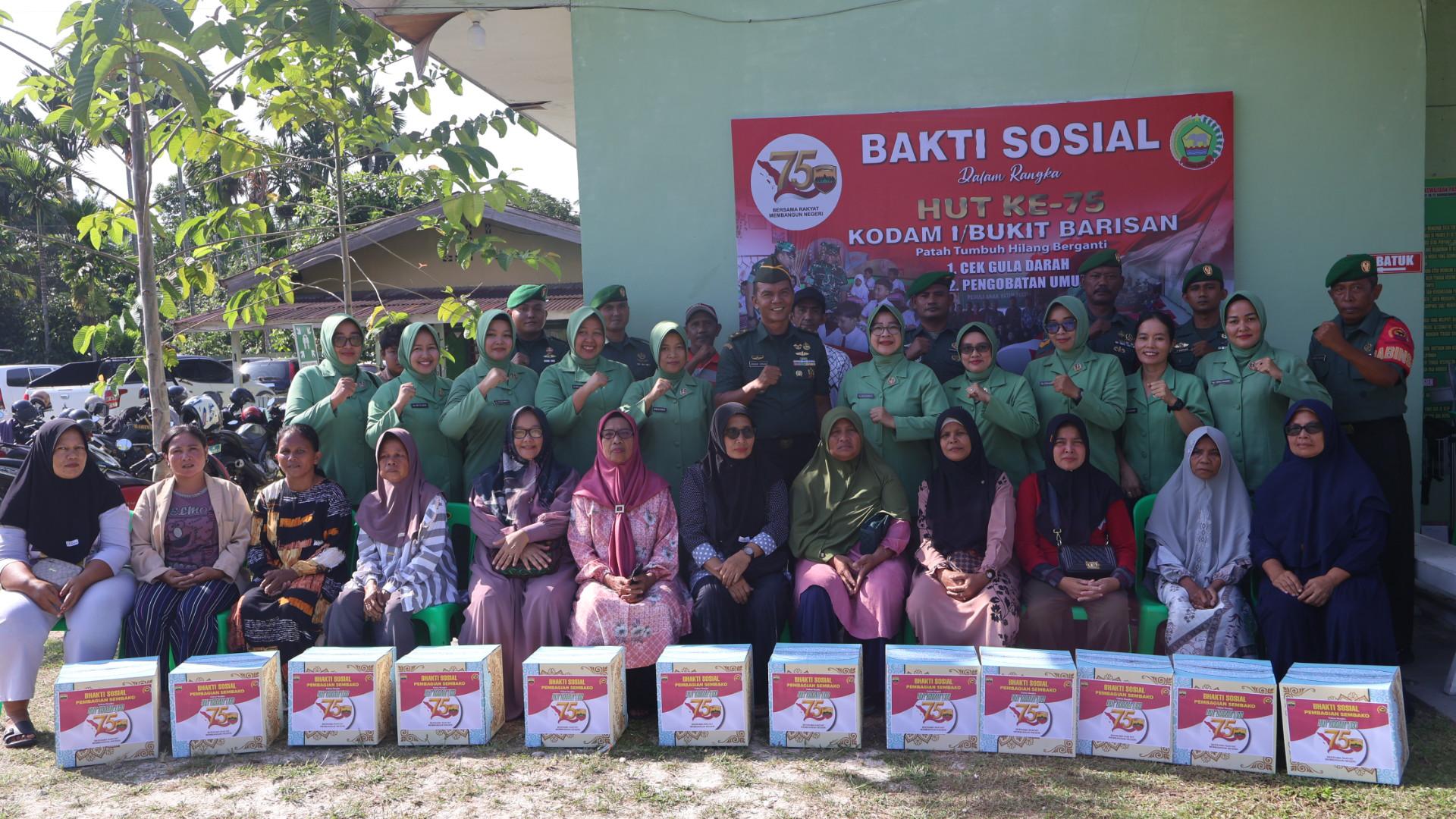 Kodim 0313/ Kpr Gelar Bhakti Sosial Dalam Rangka HUT Ke 75 KODAM I Bukit Barisan