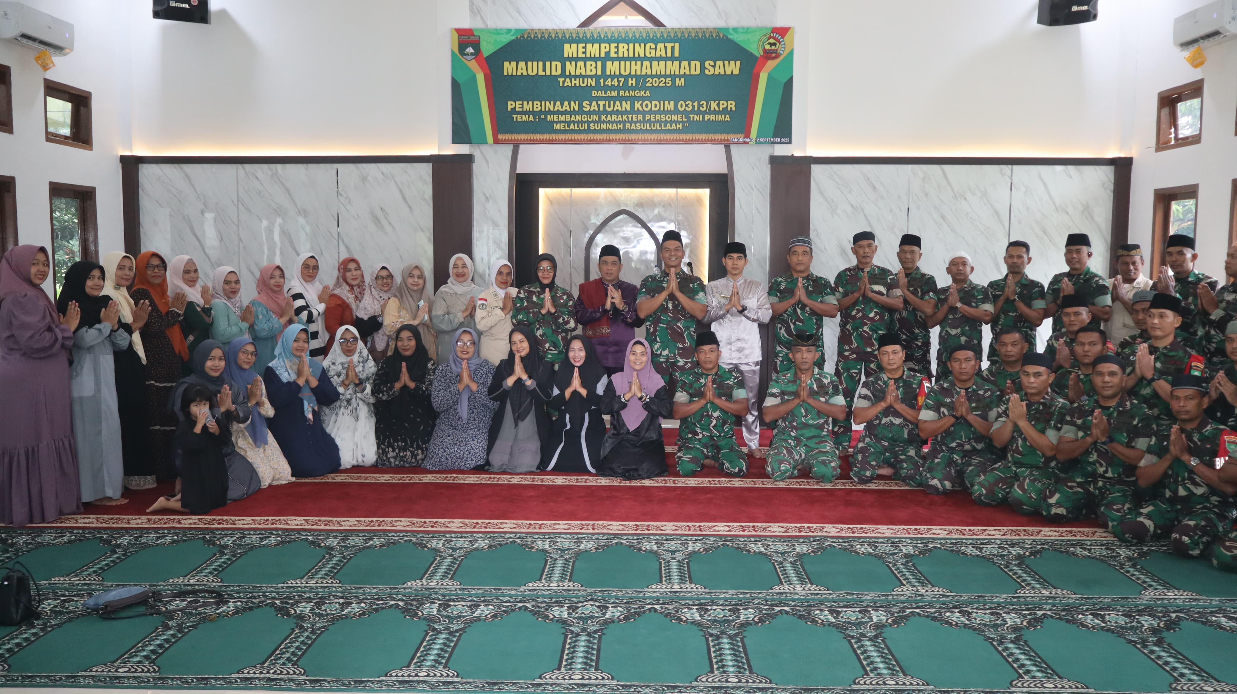 Kodim 0313/KPR Jadikan Peringatan Maulid Nabi Muhammad Momentum Pembentukan Karakter TNI Prima  