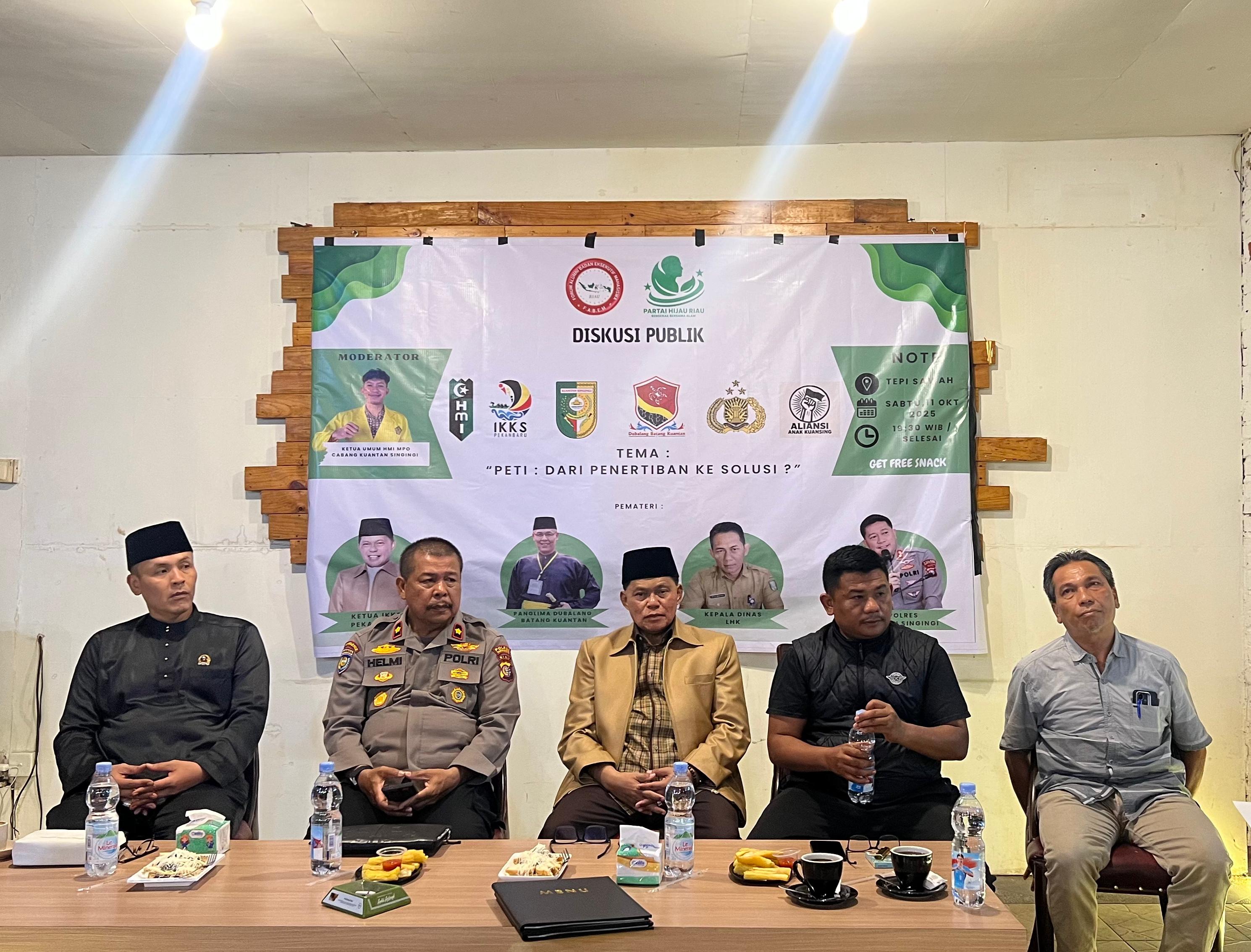 Partai Hijau dan FABEM Riau Deklarasi Tolak PETI, Dorong Pembentukan WPR di Kuansing