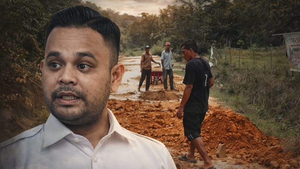 Pemuda Sukses di Perantauan Perbaiki Jalan Rusak di Kampung Halaman