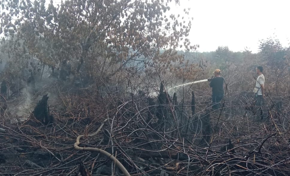 Babinsa Koramil 03/Bunut Tetap Siaga Saat Lebaran, Lanjutkan Pendinginan Karhutla