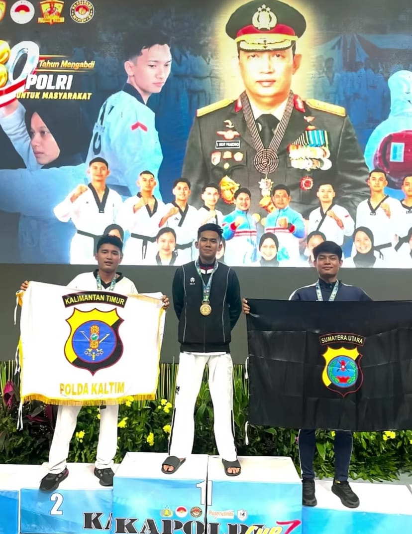 Prestasi Membanggakan, Brimob Polda Riau Raih Mendali Emas Pada Ajang Kejurnas Taekwondo Kapolri Cup