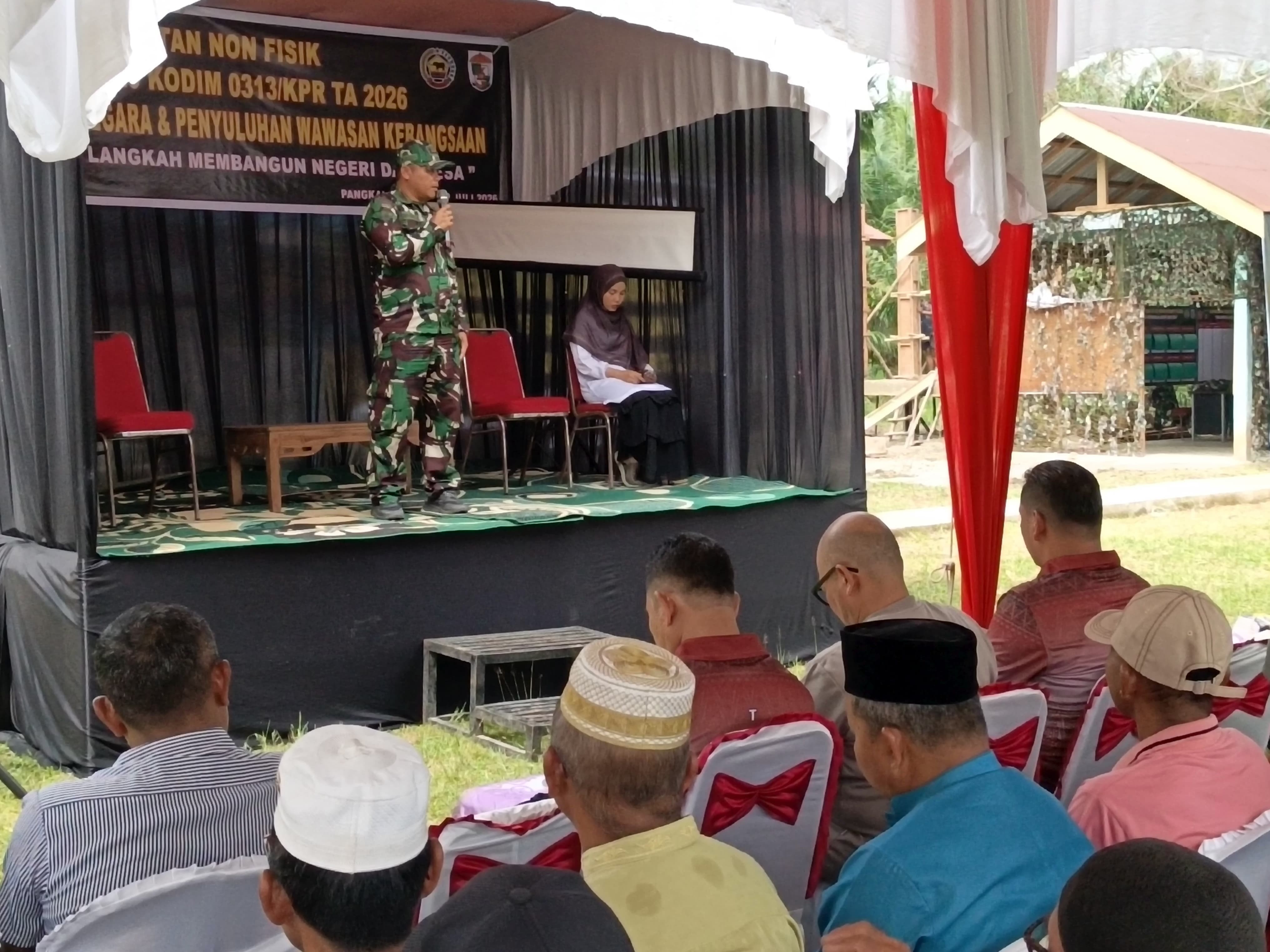 Perkokoh Karakter Bangsa, Satgas TMMD Ke-129 Kodim 0313/KPR Gelar Penyuluhan Wawasan Kebangsaan 