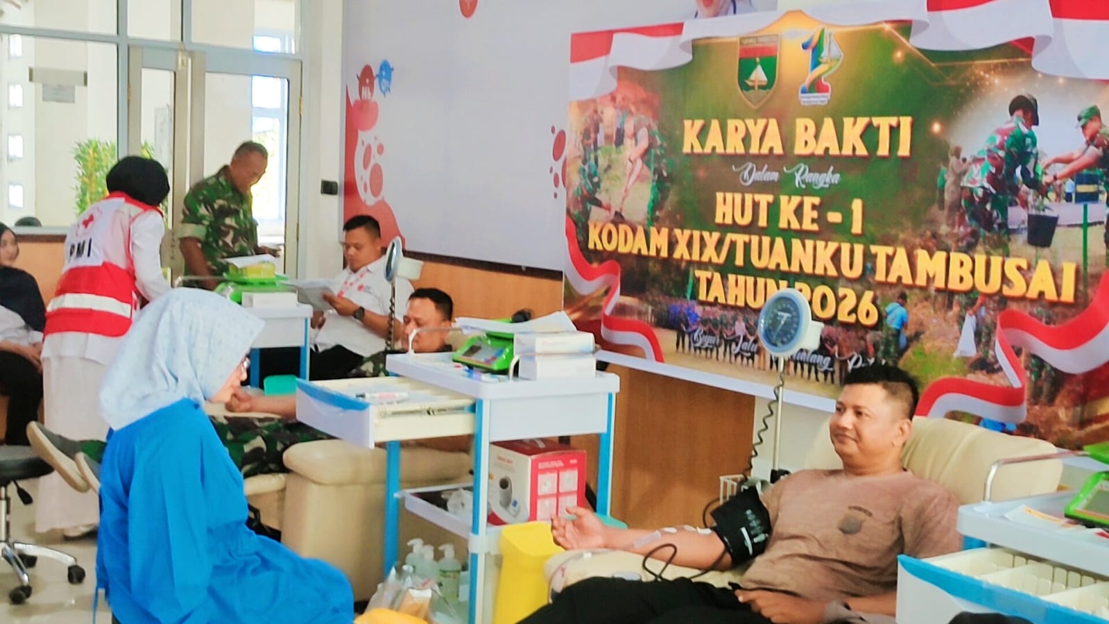 Jelang HUT Ke-1 Kodam XIX/Tuanku Tambusai, Kodim 0313/KPR Gelar Donor Darah