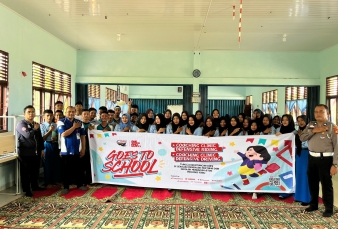Sat Lantas Polres Kampar Bersama ISDC Polda Riau Gelar Giat Police Goes To School di SMAN 1 Tambang