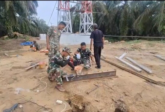 Progres Capai 76%, Kodim 0313/KPR Gesa Pembangunan Jembatan Gantung Garuda Penghubung Desa